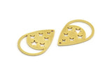 Brass Drop Charm, 6 Raw Brass Moon And Star Patterned Drop Shape Charms With 1 Loop, Earrings, Findings (29x21x1mm) A6161