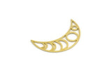 Brass Crescent Charm, 24 Raw Brass Moon Phases And Crescent Moon Patterned Charms, Findings (28x9x0.60mm) A6162