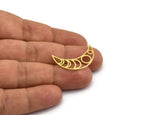 Brass Crescent Charm, 24 Raw Brass Moon Phases And Crescent Moon Patterned Charms, Findings (28x9x0.60mm) A6162