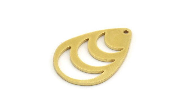 Brass Drop Charm, 8 Raw Brass Moon Patterned Drop Shape Charms With 1 Hole, Earrings, Findings (25x17x1mm) A6163