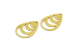 Brass Drop Charm, 8 Raw Brass Moon Patterned Drop Shape Charms With 1 Hole, Earrings, Findings (25x17x1mm) A6163