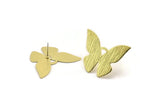 Brass Butterfly Earring, 4 Textured Raw Brass Butterfly Shaped Stud Earrings (34x26x0.80mm) A0317 A6183