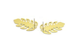 Brass Leaf Earring, 4 Raw Brass Leaf Stud Earrings (30x20x0.80mm) M01748 A5775