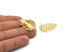 Brass Leaf Earring, 4 Raw Brass Leaf Stud Earrings (30x20x0.80mm) M01748 A5775