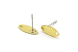 Brass Oval Earring, 12 Raw Brass Oval Stud Earrings With 1 Hole (12x5x0.80mm) M02001