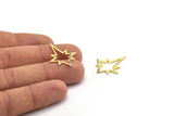 Brass North Star Earring, 4 Textured Raw Brass Pole Star Shaped Stud Earrings (27x22x0.80mm) M02548