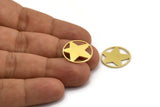 Brass Star Charm, 12 Raw Brass Star Charms, Charm Pendants (18x0.80mm) A5971