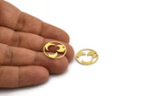 Brass Moon Charm, 12 Raw Brass Crescent Moon Charms With 1 Hole, Round Moon Charms (18x0.80mm) A5970
