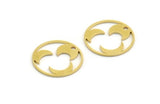 Brass Moon Charm, 12 Raw Brass Crescent Moon Charms With 1 Hole, Round Moon Charms (18x0.80mm) A5970