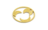 Brass Moon Charm, 12 Raw Brass Crescent Moon Charms With 1 Hole, Round Moon Charms (18x0.80mm) A5970