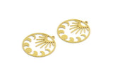 Brass Moon Charm, 8 Raw Brass Crescent Moon And Sun Shaped Charms With 1 Loop (29x27x0.80mm) A5977