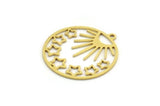 Brass Sun Charm, 8 Raw Brass Sun And Star Shaped Charms With 1 Loop (29x27x0.80mm) A5973