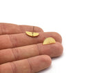 Semi Circle Earring, 12 Raw Brass Semi Circle Stud Earrings With 1 Hole (15x7.5x0.80mm) E122 A6173