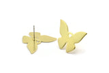 Brass Butterfly Earring, 4 Raw Brass Butterfly Shaped Stud Earrings (23x17x0.80mm) A0316 A6180