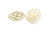 Brass Flower Earring, 6 Raw Brass Flower Shaped Stud Earrings (38x35x0.60mm) A3091 A6174