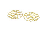 Brass Flower Earring, 6 Raw Brass Flower Shaped Stud Earrings (38x35x0.60mm) A3091 A6174