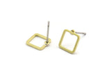 Brass Square Earring, 10 Raw Brass Square Stud Earrings (8x0.80mm) Bs-1115 A6188