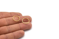 16mm Circle Connectors - 50 Raw Brass Circle Connectors (16x1x0.80mm) A6164