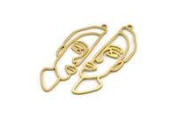 Brass Face Charm, 6 Raw Brass Frida Kahlo Charms With 1 Loop, Earrings, Findings (58x18x1mm) A6170