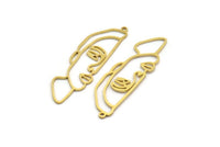 Brass Face Charm, 6 Raw Brass Frida Kahlo Charms With 1 Loop, Earrings, Findings (58x18x1mm) A6170
