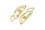 Brass Face Charm, 6 Raw Brass Frida Kahlo Charms With 1 Loop, Earrings, Findings (58x18x1mm) A6170