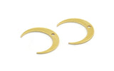 Brass Moon Charm, 24 Raw Brass Crescent Moon Charms With 1 Hole (16x3x0.60mm) A5949