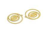 Brass Round Charm, 8 Raw Brass Crescent Moon Patterned Round Shaped Charms With 1 Loop, Earring Findings (26x24x0.60mm) A5937