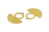 Semi Circle Charm, 6 Raw Brass Round Patterned Half Moon Shaped Charms With 1 Hole (30x28x0.80mm) A5869