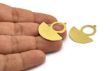 Semi Circle Charm, 6 Raw Brass Round Patterned Half Moon Shaped Charms With 1 Hole (30x28x0.80mm) A5869