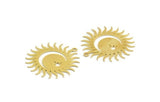 Brass Moon Charm, 6 Raw Brass Crescent Moon And Pole Star Shaped Charms With 1 Loop (32x31x0.60mm) A5953