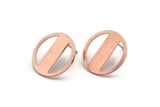 Copper Round Earring, 4 Raw Copper Stud Earrings (18x0.80mm) M03022