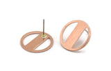 Copper Round Earring, 4 Raw Copper Stud Earrings (18x0.80mm) M03022