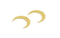 Brass Moon Charm, 12 Raw Brass Crescent Moon Charms With 1 Hole (21x5x0.60mm) A5934