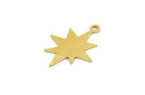 Brass Pole Star Charm, 24 Raw Brass, Brass Charms, Brass Pole Star Charms With 1 Loop (20x15x0.60mm) A5720
