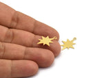 Brass Pole Star Charm, 24 Raw Brass, Brass Charms, Brass Pole Star Charms With 1 Loop (20x15x0.60mm) A5720