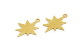 Brass Pole Star Charm, 24 Raw Brass, Brass Charms, Brass Pole Star Charms With 1 Loop (20x15x0.60mm) A5720