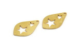 Brass Star Charm, 8 Raw Brass Star Charms With 1 Hole, Charm Pendants (22x13x0.80mm) A5952