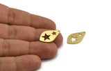 Brass Star Charm, 8 Raw Brass Star Charms With 1 Hole, Charm Pendants (22x13x0.80mm) A5952