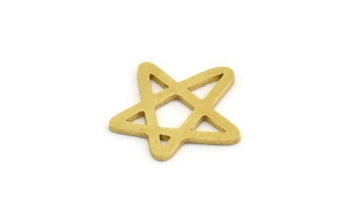 Brass Star Charm, 24 Raw Brass Star Charms, Charm Pendants (16x14x0.80mm) A5968