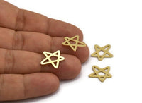 Brass Star Charm, 24 Raw Brass Star Charms, Charm Pendants (16x14x0.80mm) A5968