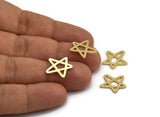 Brass Star Charm, 24 Raw Brass Star Charms, Charm Pendants (16x14x0.80mm) A5968