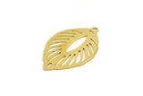 Brass Leaf Charm, 8 Raw Brass Leaf Charms With 1 Loop, Findings (30x19x0.60mm) A5852