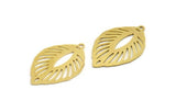 Brass Leaf Charm, 8 Raw Brass Leaf Charms With 1 Loop, Findings (30x19x0.60mm) A5852