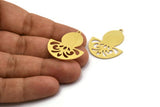 Semi Circle Charm, 6 Raw Brass Round Patterned Half Moon Shaped Charms With 1 Hole (30x28x0.80mm) A5853