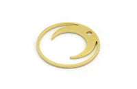 Brass Moon Charm, 12 Raw Brass Crescent Moon Charms With 1 Hole, Round Moon Charms (18x0.80mm) A5969