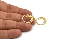 Brass Moon Charm, 12 Raw Brass Crescent Moon Charms With 1 Hole, Round Moon Charms (18x0.80mm) A5969