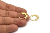 Brass Moon Charm, 12 Raw Brass Crescent Moon Charms With 1 Hole, Round Moon Charms (18x0.80mm) A5969
