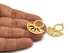Semi Circle Charm, 6 Raw Brass Round Patterned Half Moon Shaped Charms With 1 Hole (30x28x0.80mm) A5870