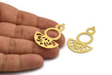 Semi Circle Charm, 4 Raw Brass Round Patterned Half Moon Shaped Charms With 1 Hole (41x28x0.80mm) A5861