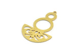 Semi Circle Charm, 4 Raw Brass Round Patterned Half Moon Shaped Charms With 1 Hole (41x28x0.80mm) A5861
